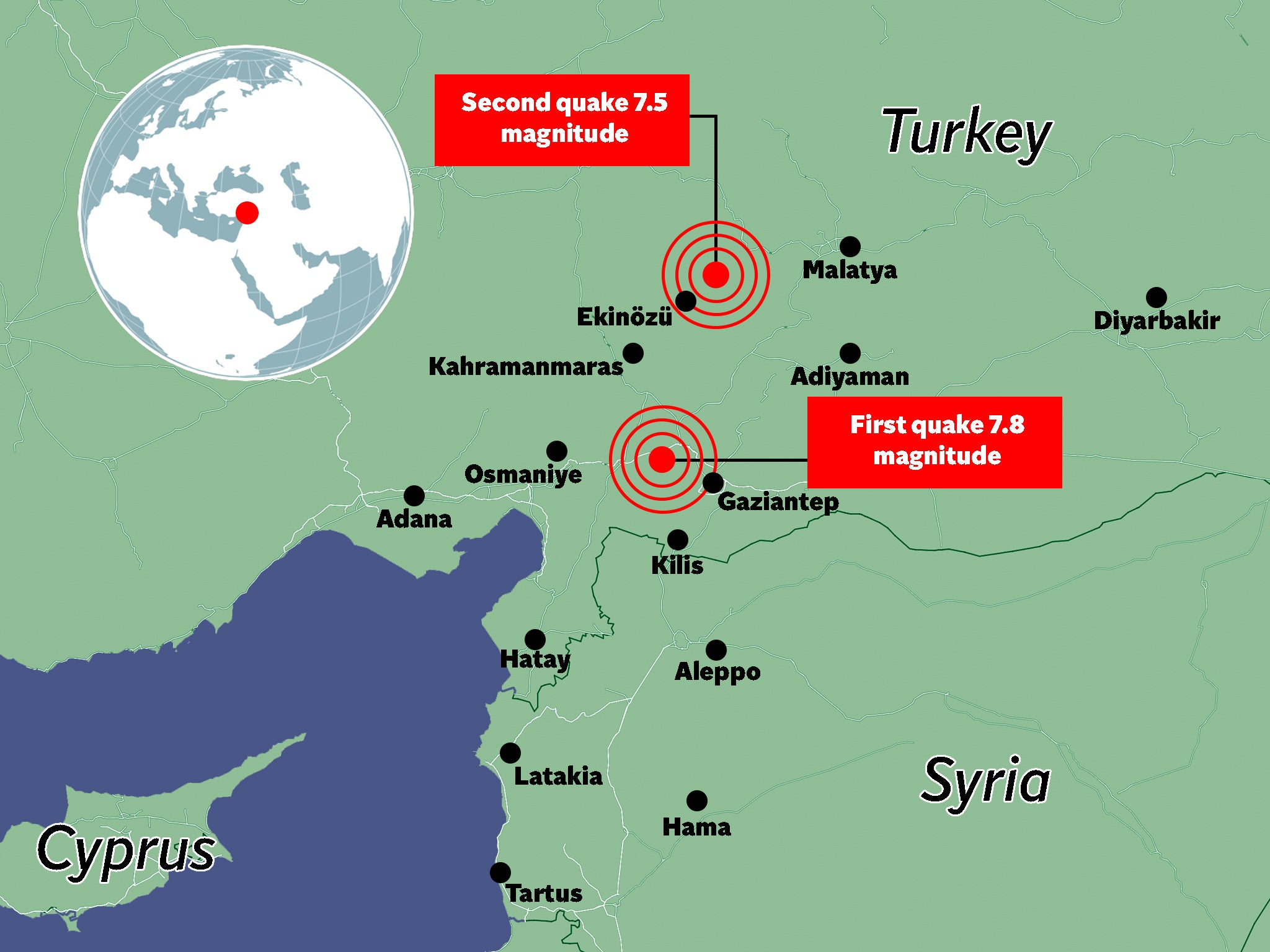 Map of Turkey shows where massive 7.8 magnitude…